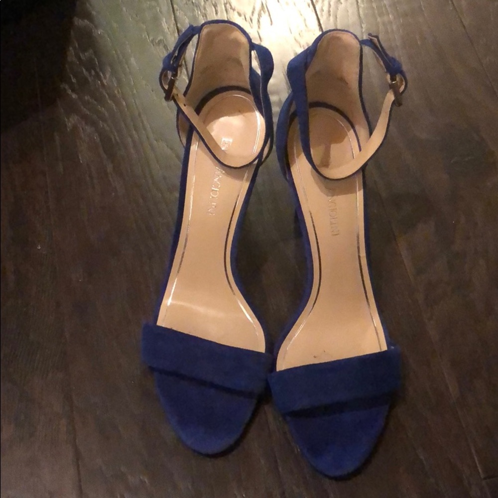 Blue suede heels